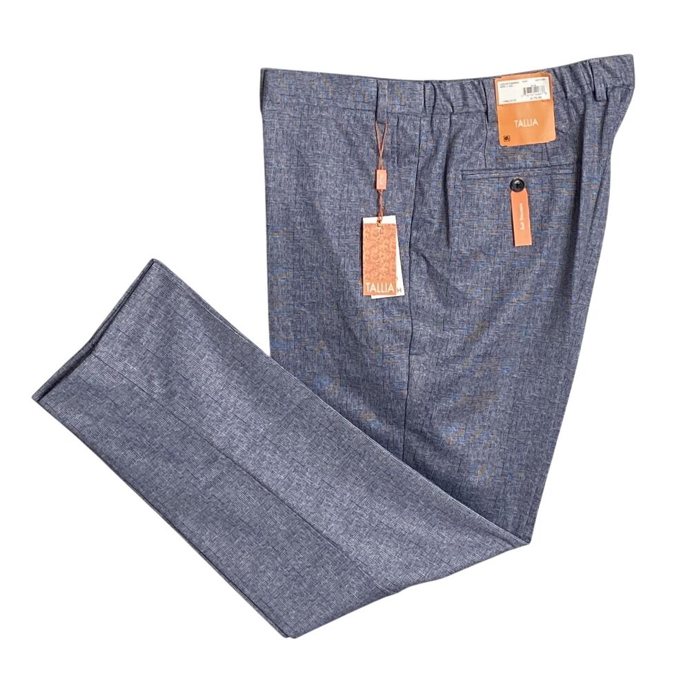 Tallia Suit Trousers Men's Size 40"x32" Vezzo Flat Front Stretch Blue Plaid NEW